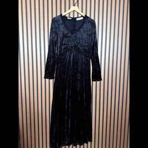 Sonia Rykiel Dress One Size Womens Black Long Sleeve Lace Trim Back Button Midi